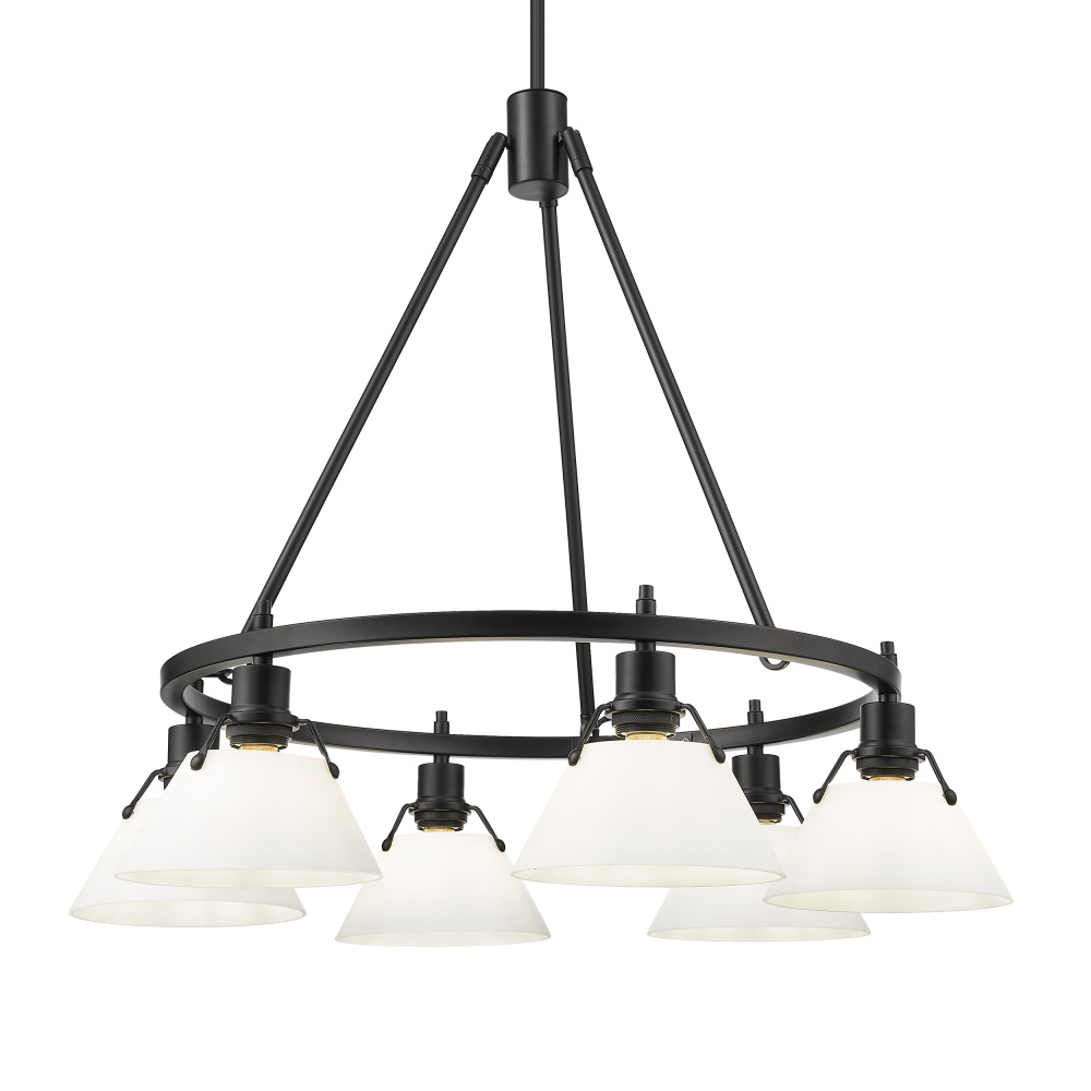 Yep by Golden Lighting Orwell 6-light Chandelier in Matte Black and Opal Glass