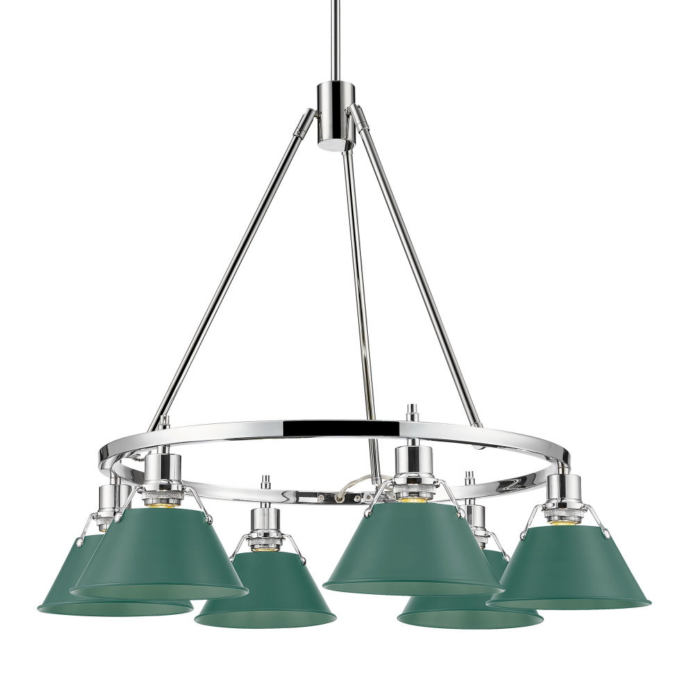 Yep by Golden Lighting Orwell 6-light Chandelier in Chrome and Pine Green shade