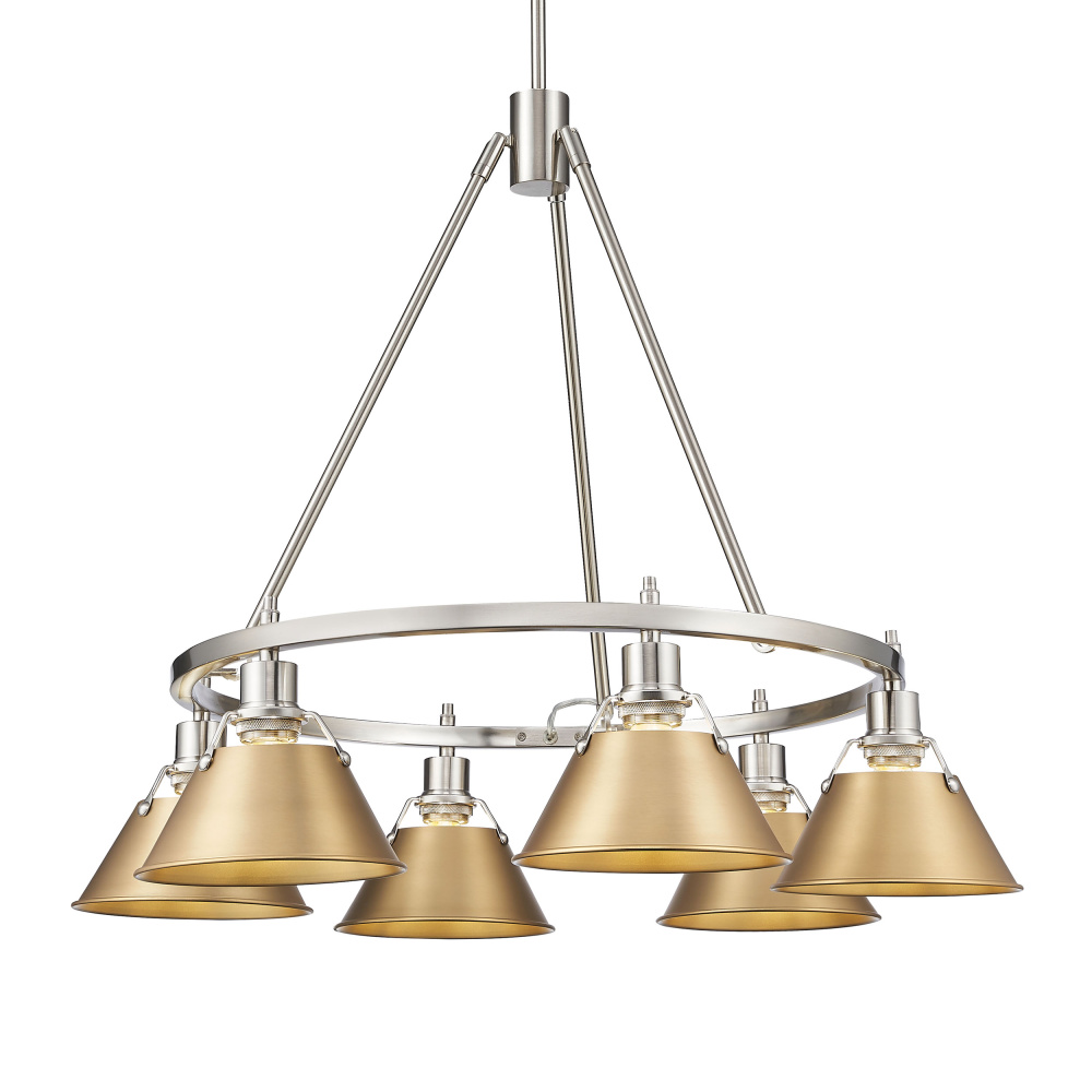 Yep by Golden Lighting Orwell 6-light Chandelier in Pewter and Brushed Champagne Brass shade
