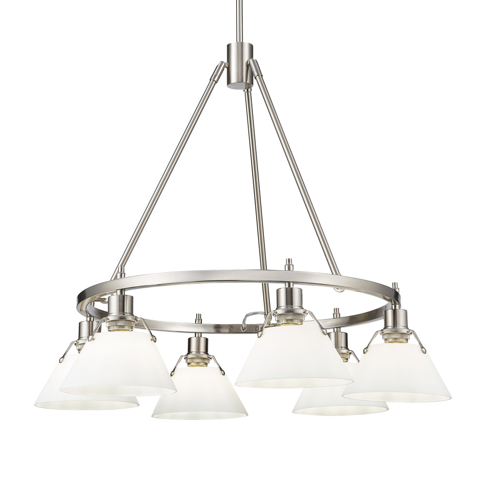 Yep by Golden Lighting Orwell 6-light Chandelier in Pewter and Opal Glass