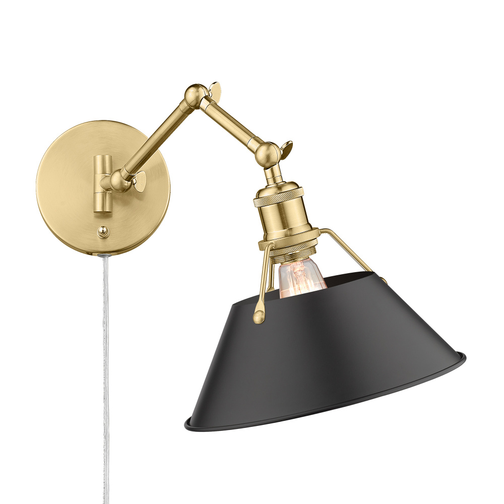 Yep by Golden Lighting Orwell 1-light Swing Arm in Brushed Champagne Brass and Matte Black shade