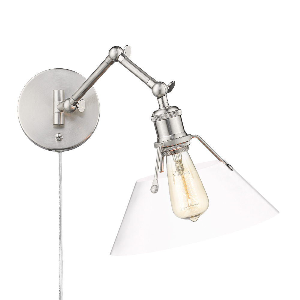 Yep by Golden Lighting Orwell 1-light Swing Arm Wall Lamp in Pewter and Clear Glass