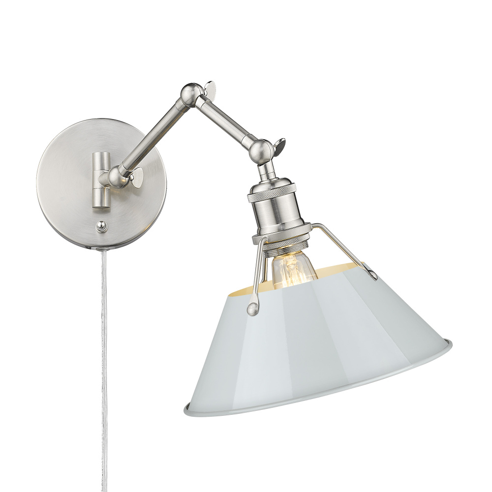Yep by Golden Lighting Orwell 1-light Swing Arm Wall Lamp in Pewter and Dusky Blue shade