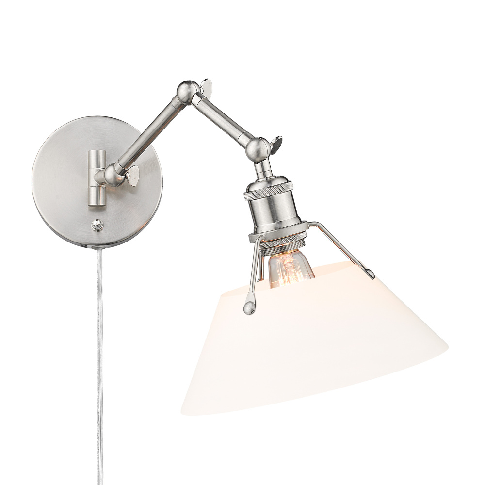 Yep by Golden Lighting Orwell 1-light Swing Arm Wall Lamp in Pewter and Opal Glass