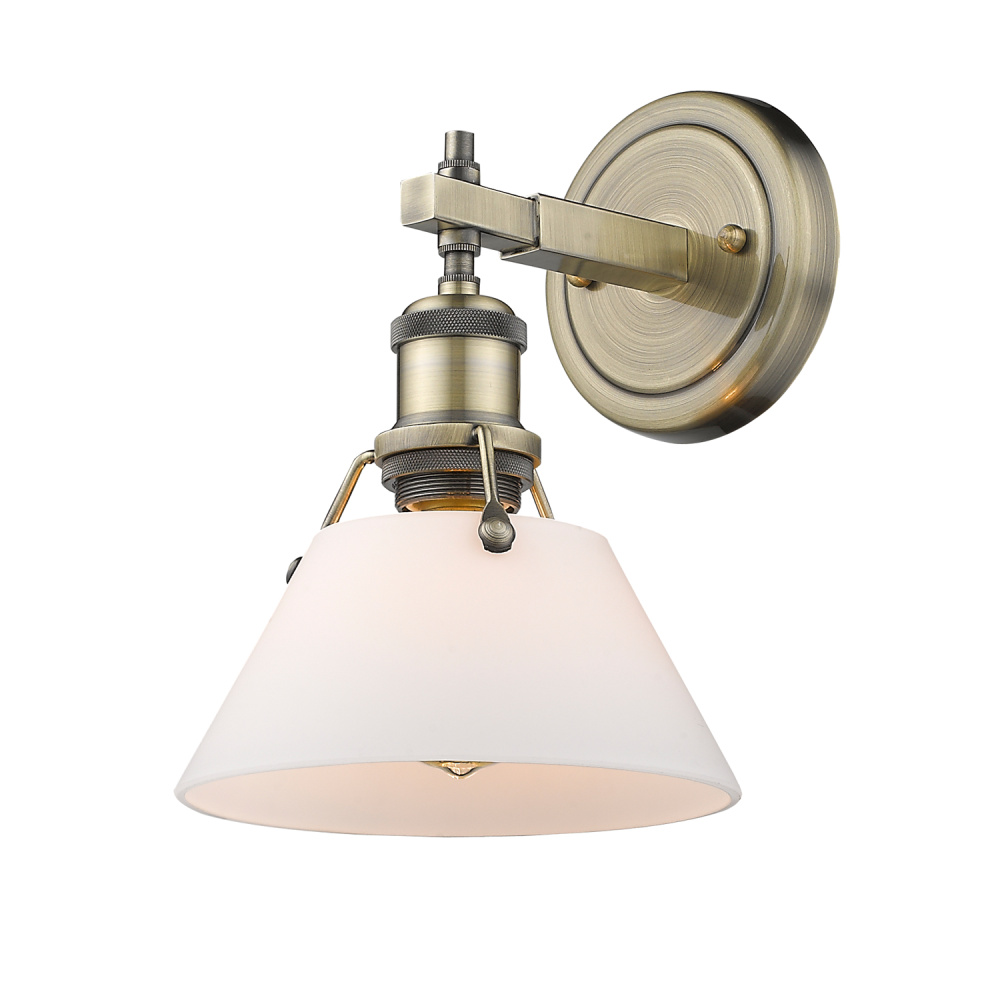 Yep by Golden Lighting Orwell 1-light Vanity in Aged Brass and Opal Glass