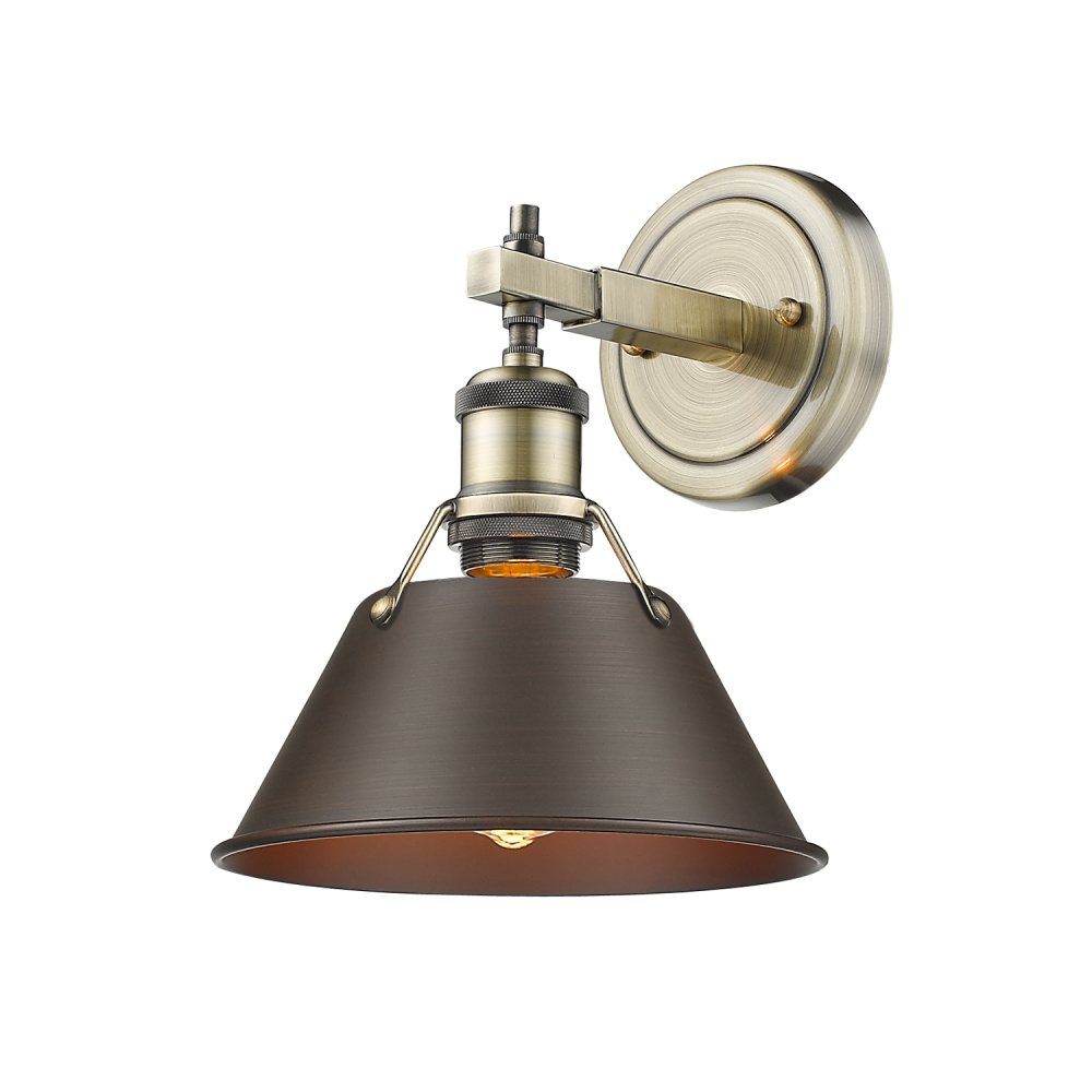 Yep by Golden Lighting Orwell 1-light Vanity in Aged Brass and Rubbed Bronze shade