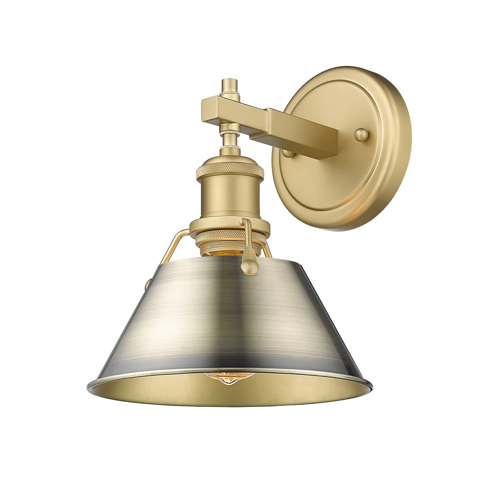 Yep by Golden Lighting Orwell 1-light Vanity in Brushed Champagne Brass and Aged Brass shade