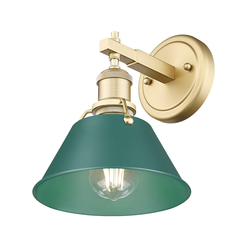 Yep by Golden Lighting Orwell 1-light Vanity in Brushed Champagne Brass and Pine Green shade
