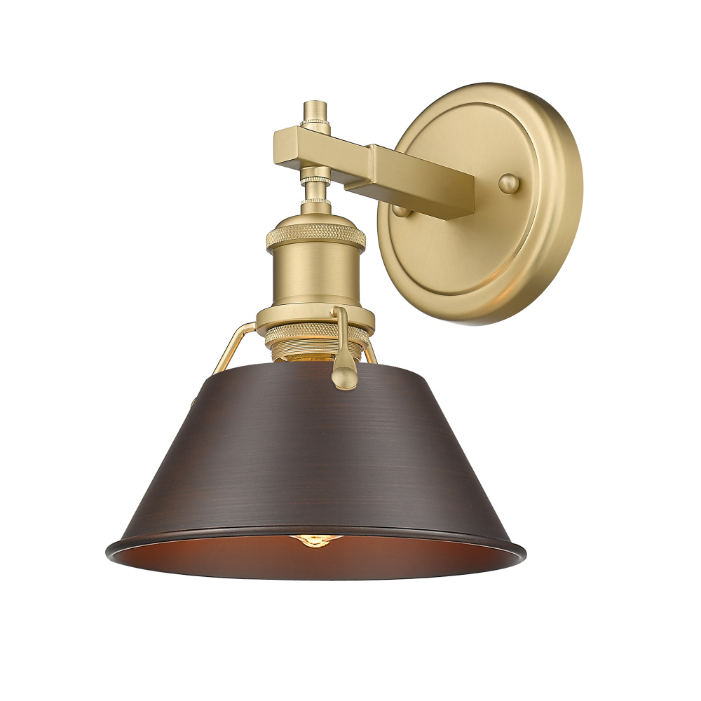 Yep by Golden Lighting Orwell 1-light Vanity in Brushed Champagne Brass and Rubbed Bronze shade