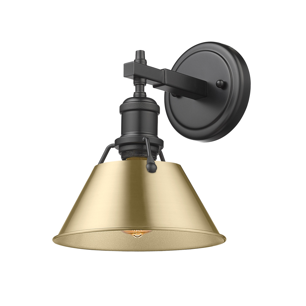 Yep by Golden Lighting Orwell 1-light Vanity in Matte Black and Brushed Champagne Brass shade