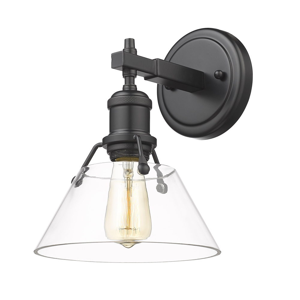 Yep by Golden Lighting Orwell 1-light Vanity in Matte Black and Clear Glass
