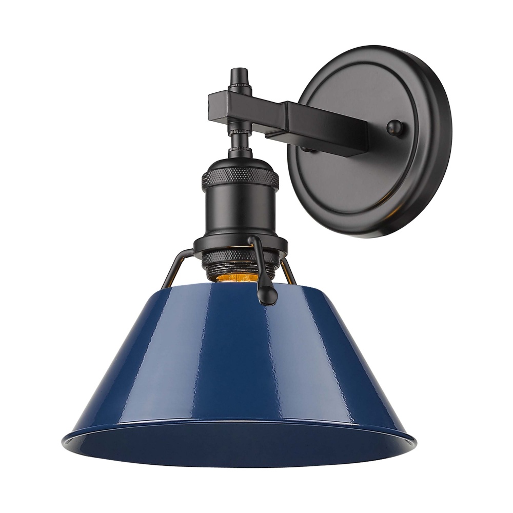 Yep by Golden Lighting Orwell 1-light Vanity in Matte Black and Navy Blue shade