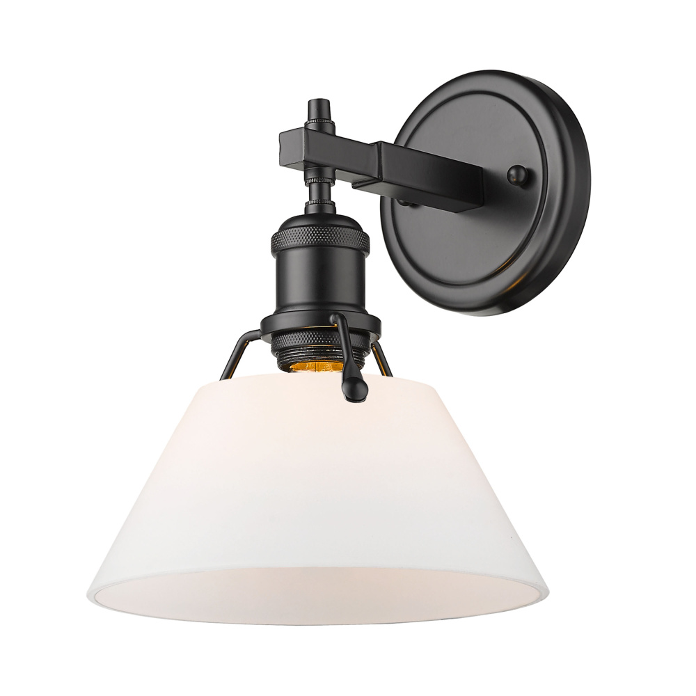 Yep by Golden Lighting Orwell 1-light Vanity in Matte Black and Opal Glass