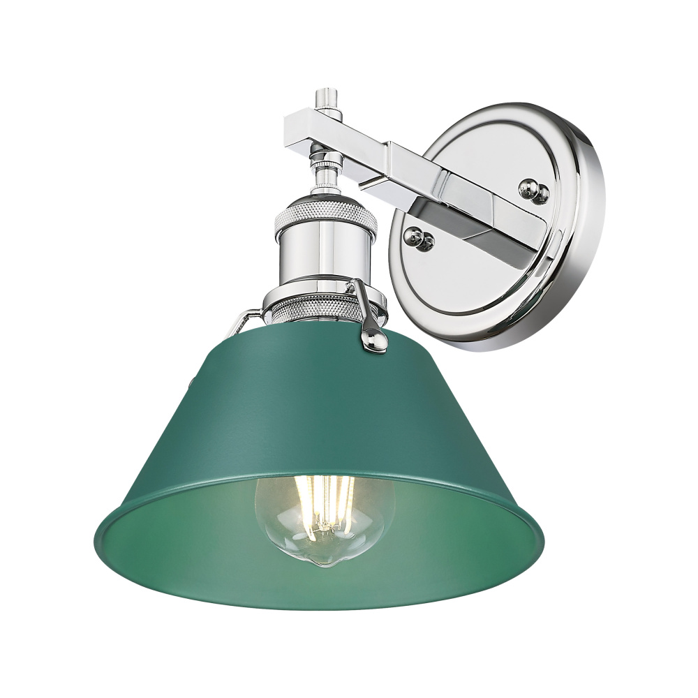 Yep by Golden Lighting Orwell 1-light Vanity in Chrome and Pine Green shade