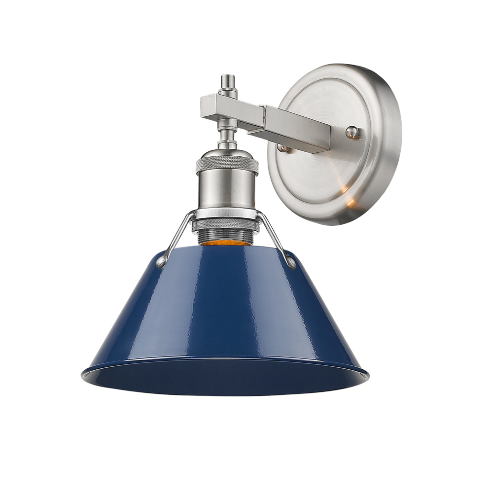 Yep by Golden Lighting Orwell 1-light Vanity in Pewter and Navy Blue shade