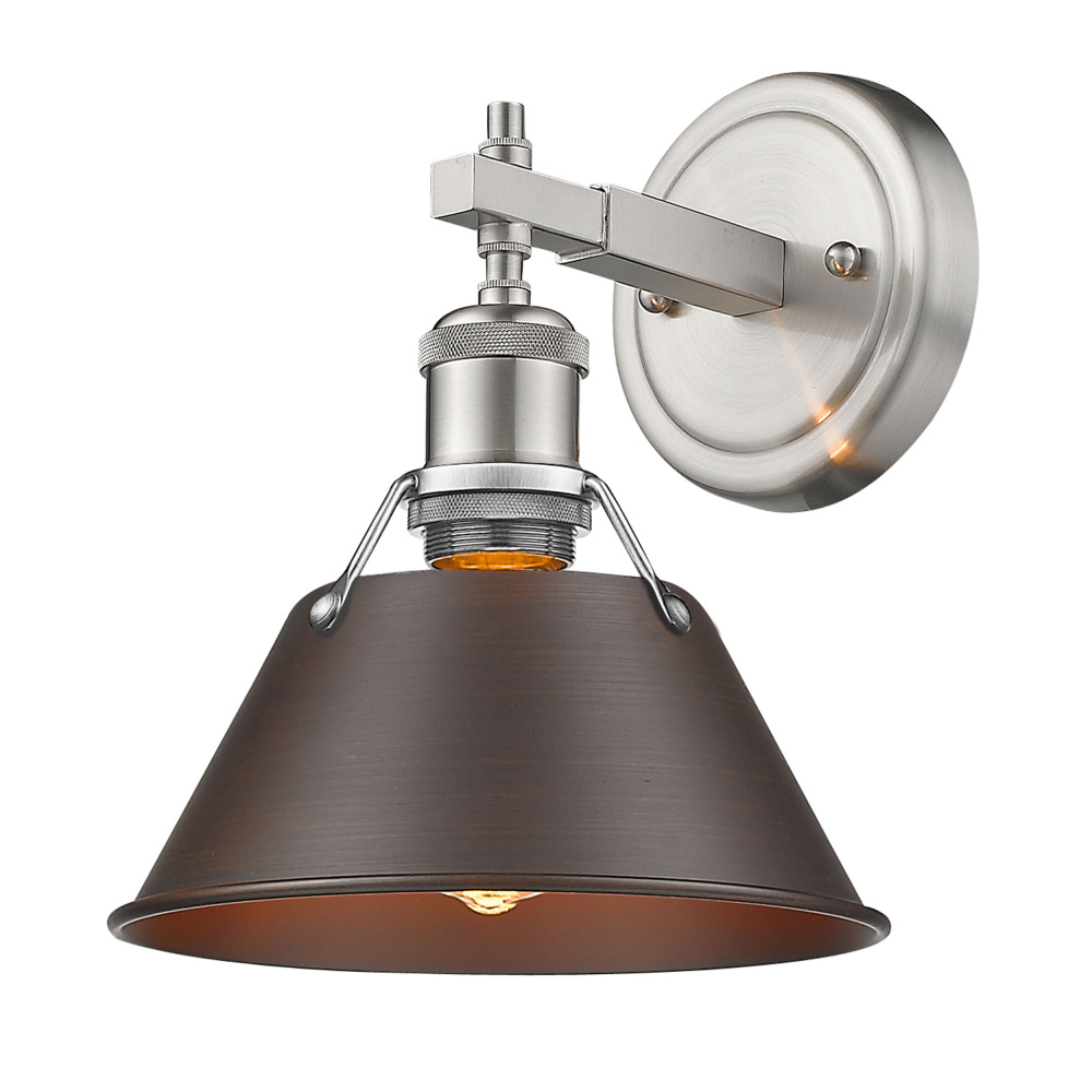 Yep by Golden Lighting Orwell 1-light Vanity in Pewter and Rubbed Bronze shade