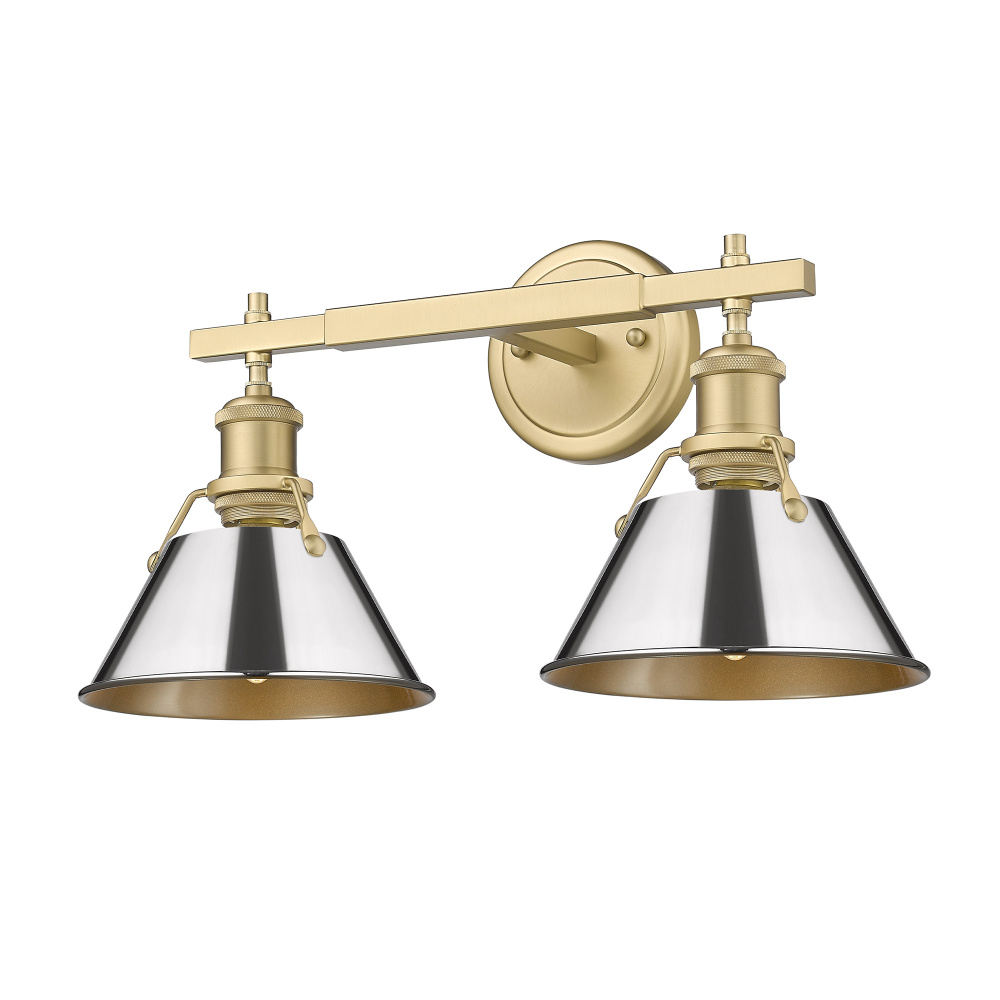 Yep by Golden Lighting Orwell 2-light Vanity in Brushed Champagne Brass and Chrome shade