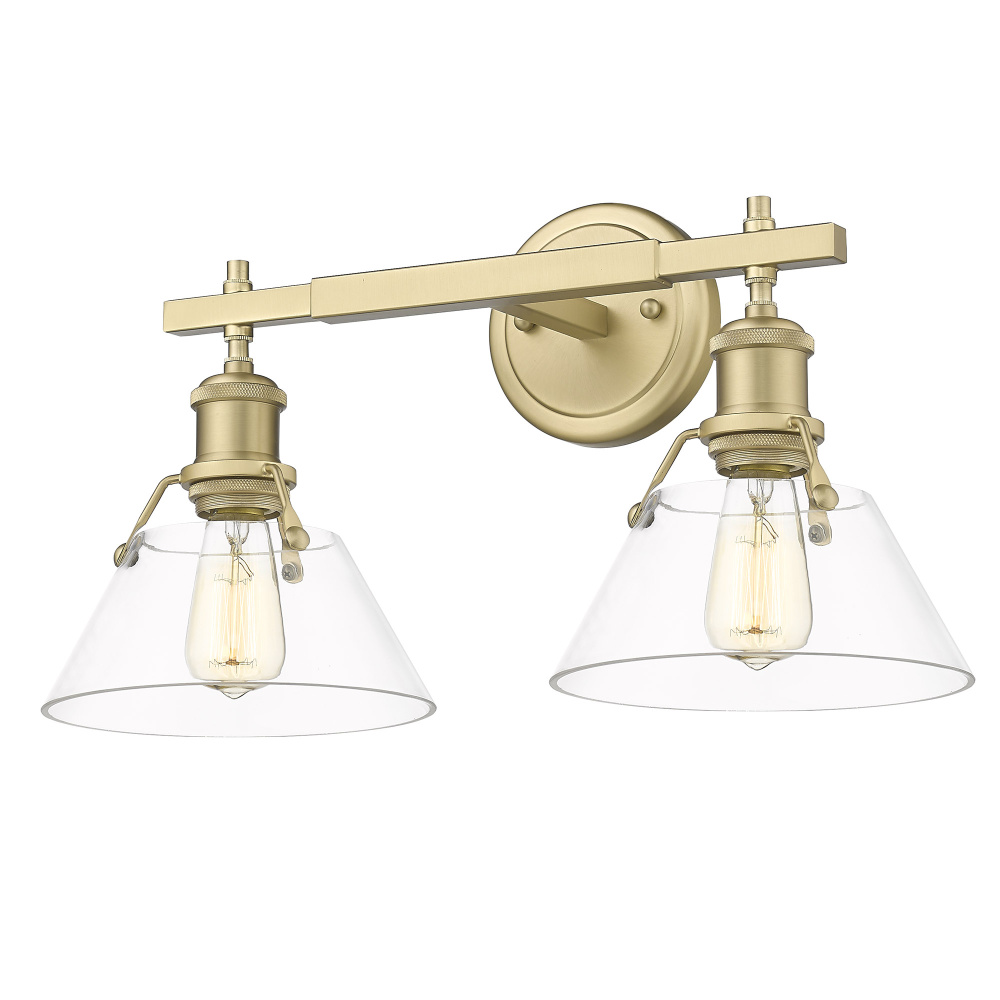 Yep by Golden Lighting Orwell 2-light Vanity in Brushed Champagne Brass and Clear Glass