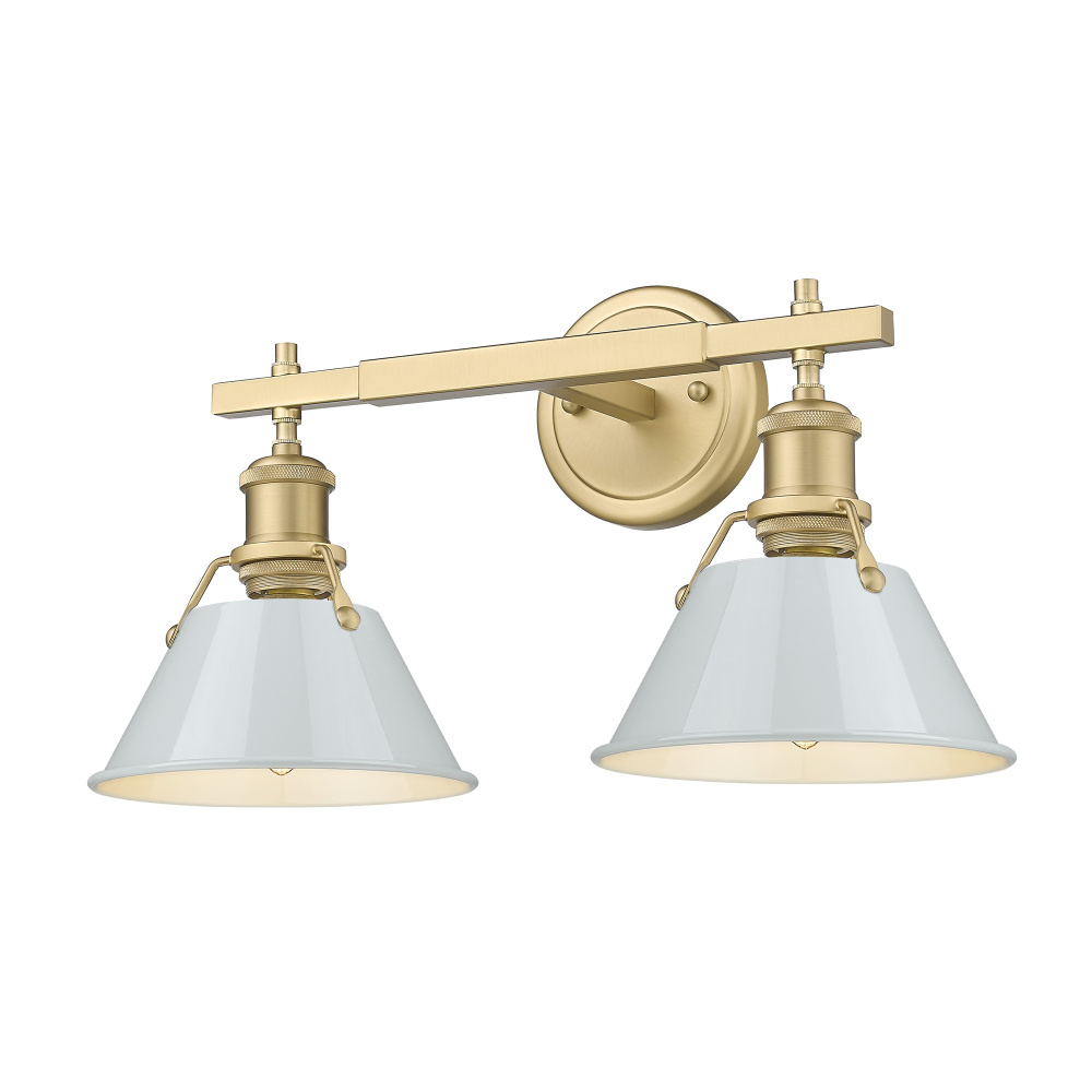 Yep by Golden Lighting Orwell 2-light Vanity in Brushed Champagne Brass and Dusky Blue shade