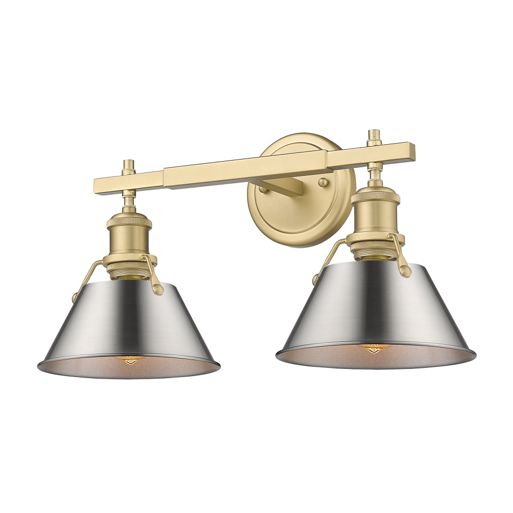 Yep by Golden Lighting Orwell 2-light Vanity in Brushed Champagne Brass and Pewter shade