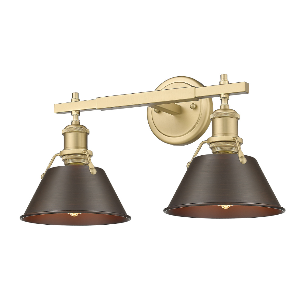 Yep by Golden Lighting Orwell 2-light Vanity in Brushed Champagne Brass and Rubbed Bronze shade