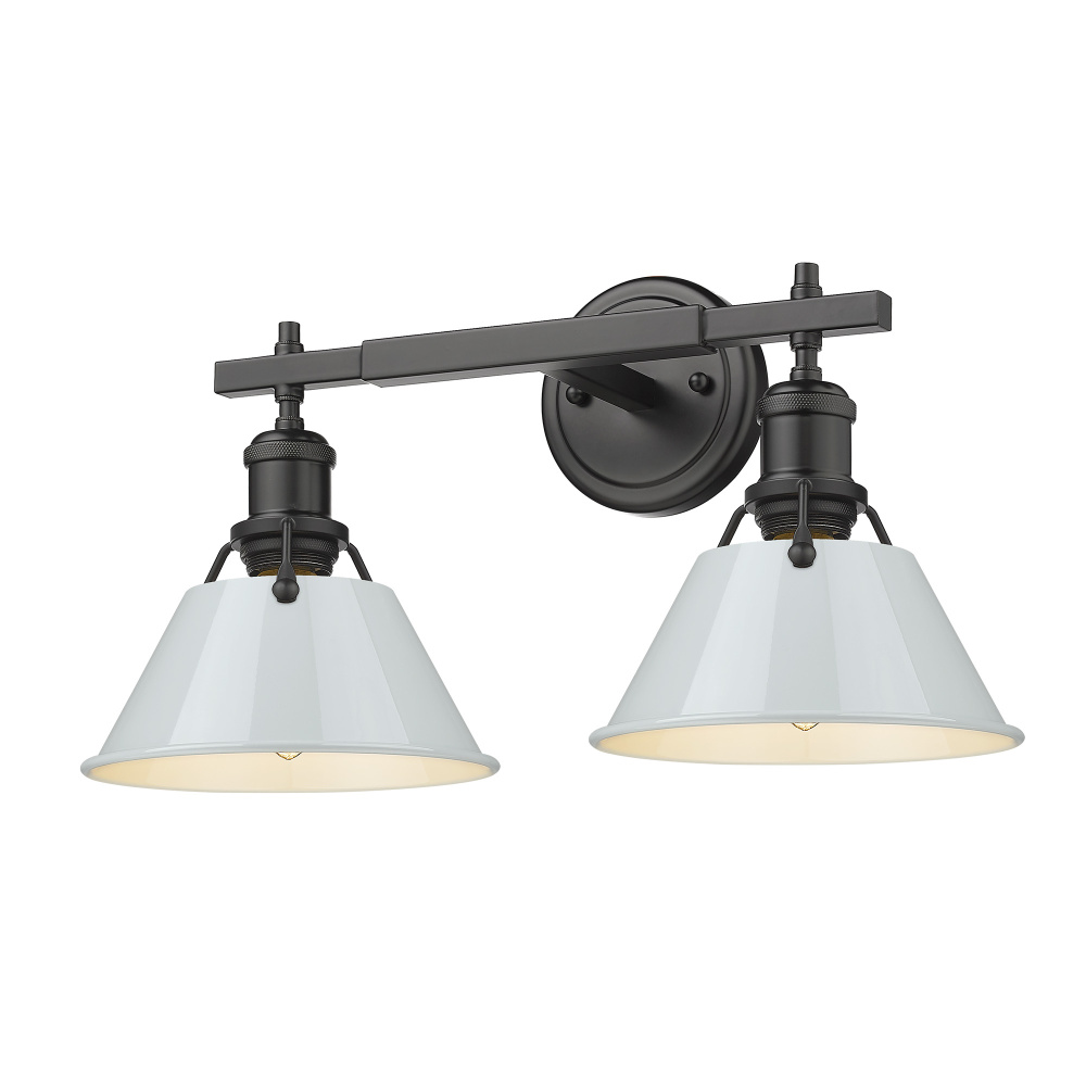 Yep by Golden Lighting Orwell 2-light Vanity in Matte Black and Dusky Blue shade