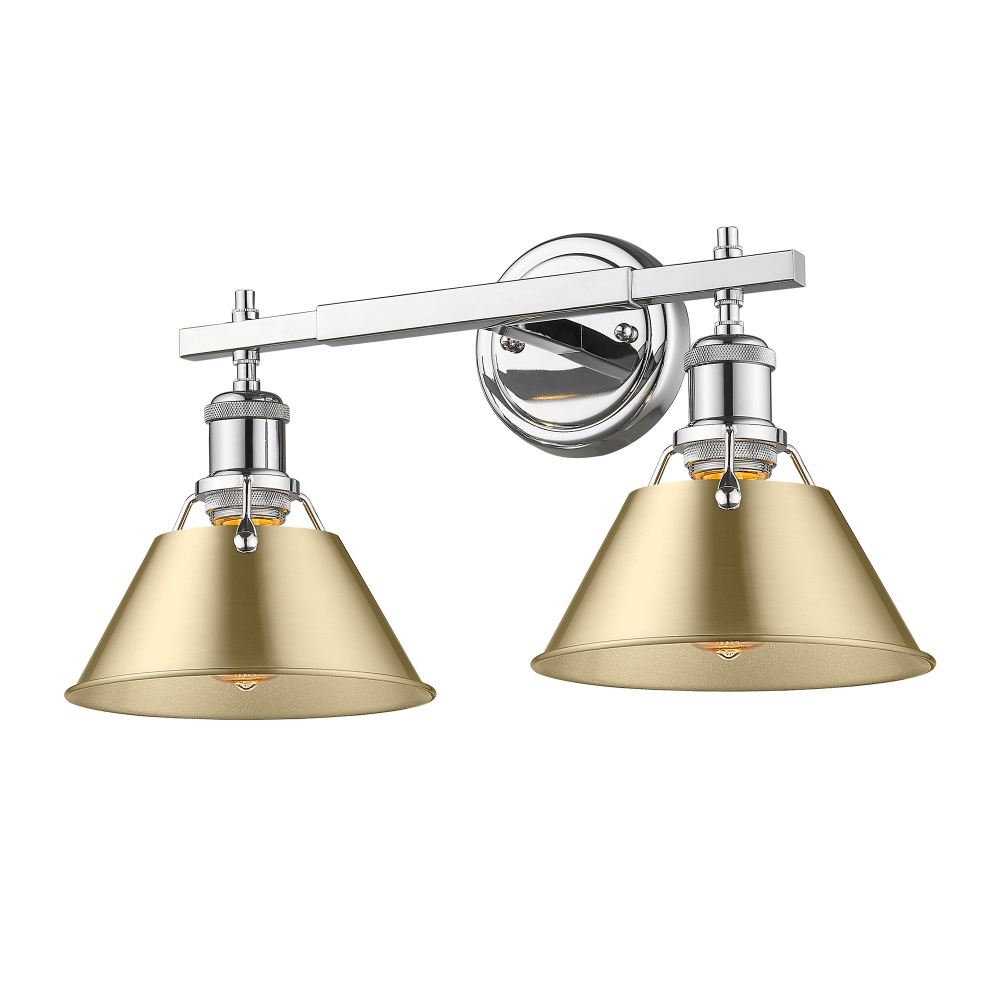 Yep by Golden Lighting Orwell 2-light Vanity in Chrome and Brushed Champagne Brass shade