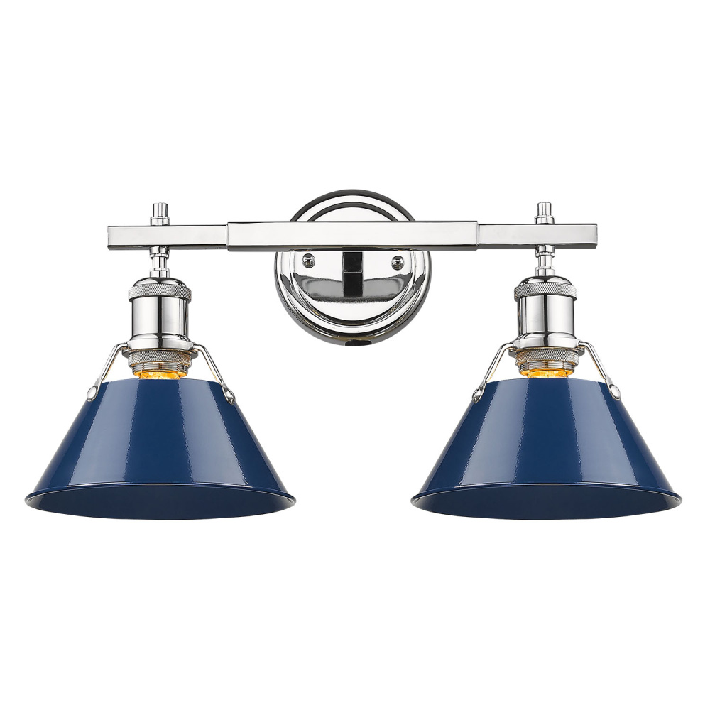 Yep by Golden Lighting Orwell 2-light Vanity in Chrome and Navy Blue shade