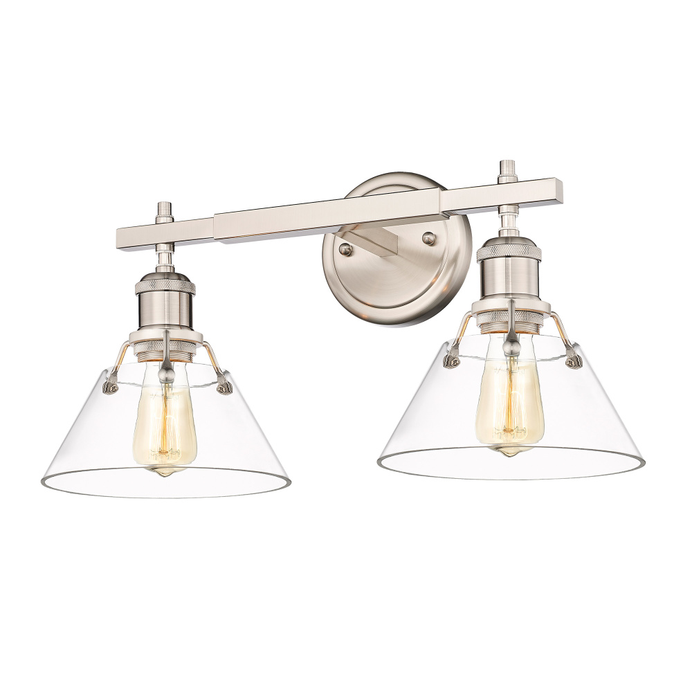 Yep by Golden Lighting Orwell 2-light Vanity in Pewter and Clear Glass