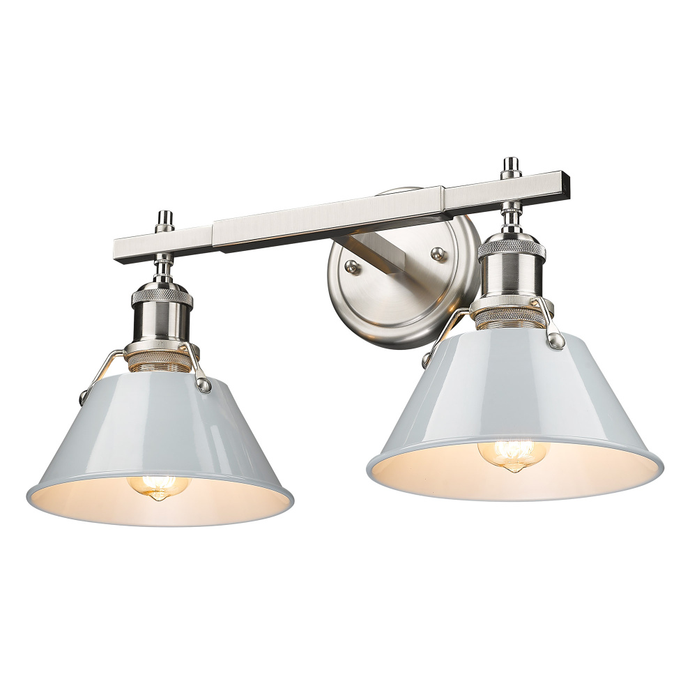 Yep by Golden Lighting Orwell 2-light Vanity in Pewter and Dusky Blue shade