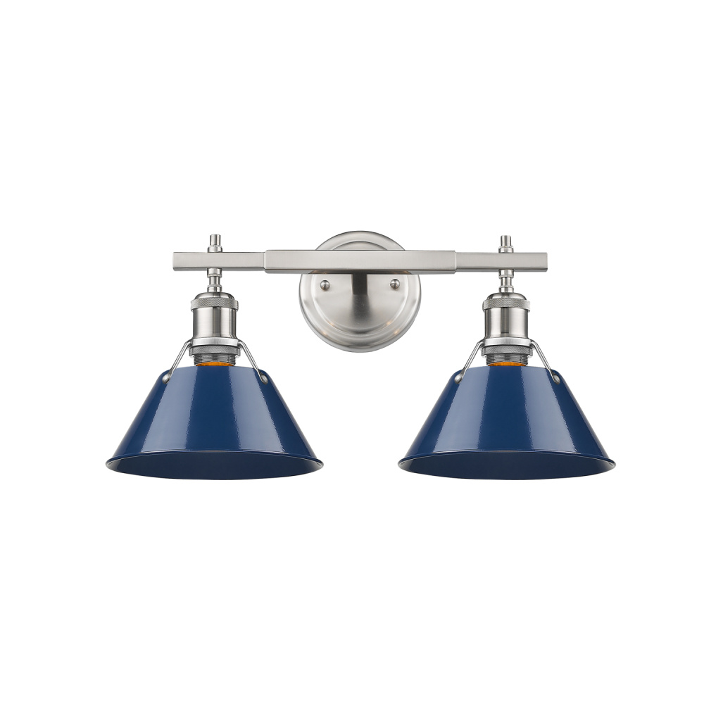 Yep by Golden Lighting Orwell 2-light Vanity in Pewter and Navy Blue shade