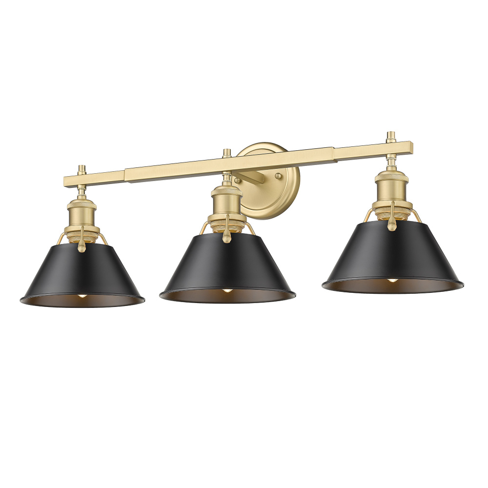 Yep by Golden Lighting Orwell 3-light Vanity in Brushed Champagne Brass and Matte Black shade