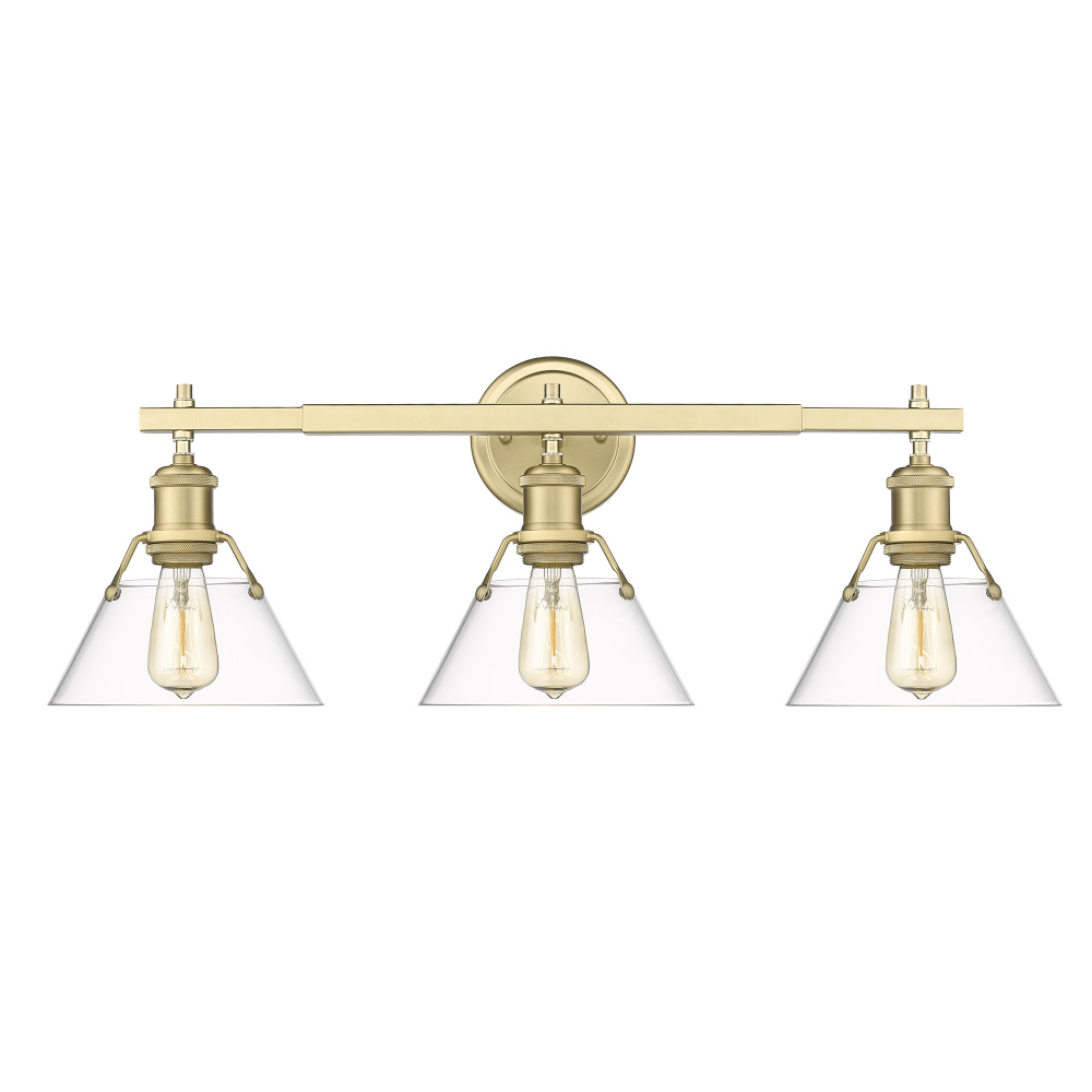 Yep by Golden Lighting Orwell 3-light Vanity in Brushed Champagne Brass and Clear Glass