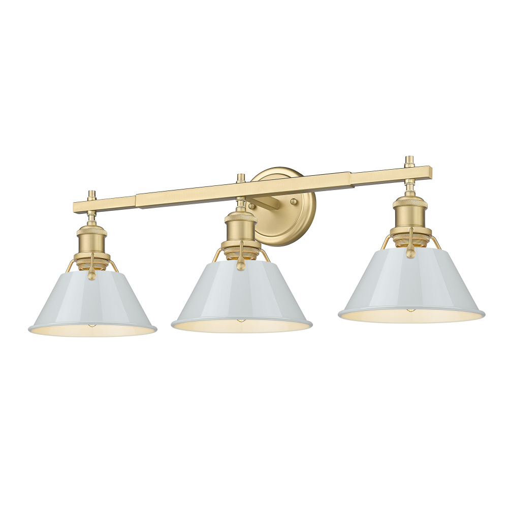 Yep by Golden Lighting Orwell 3-light Vanity in Brushed Champagne Brass and Dusky Blue shade