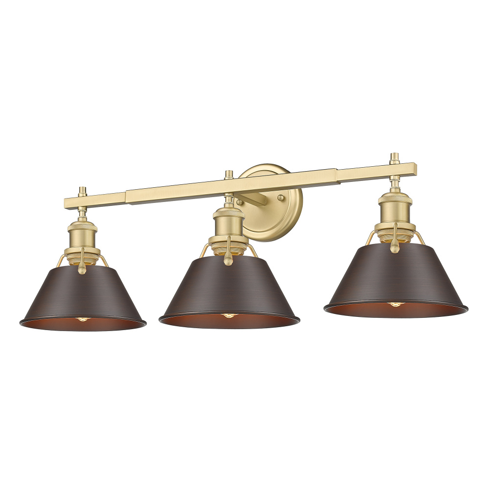 Yep by Golden Lighting Orwell 3-light Vanity in Brushed Champagne Brass and Rubbed Bronze shade