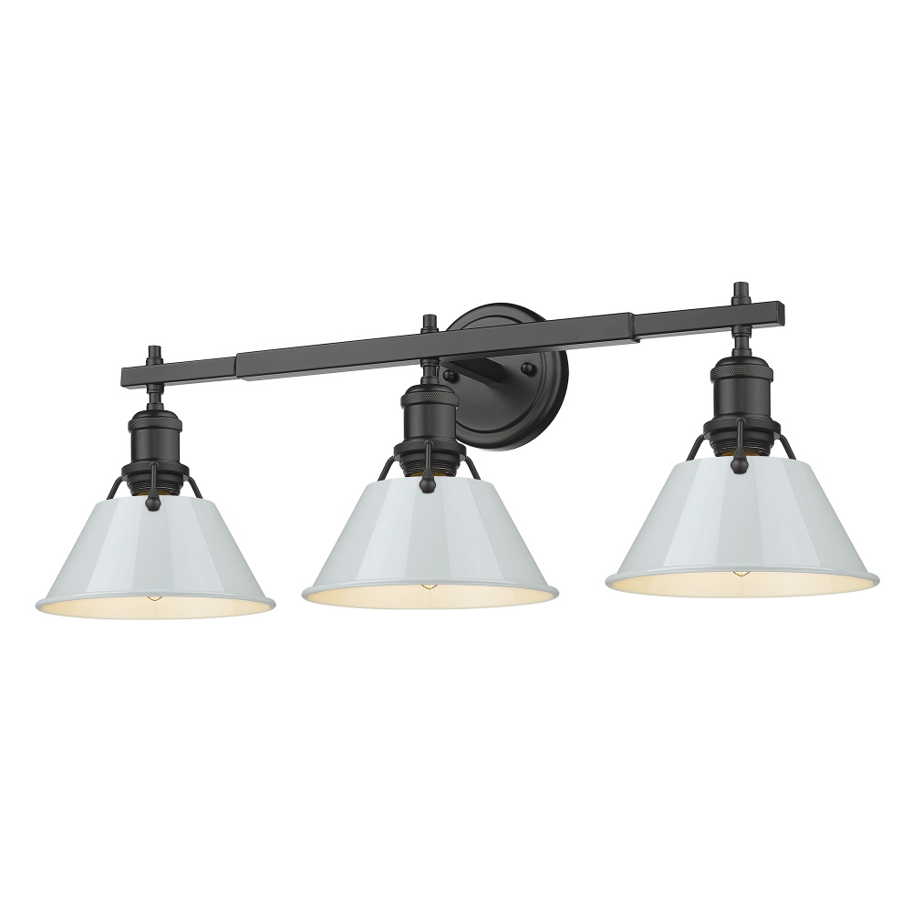 Yep by Golden Lighting Orwell 3-light Vanity in Matte Black and Dusky Blue shade