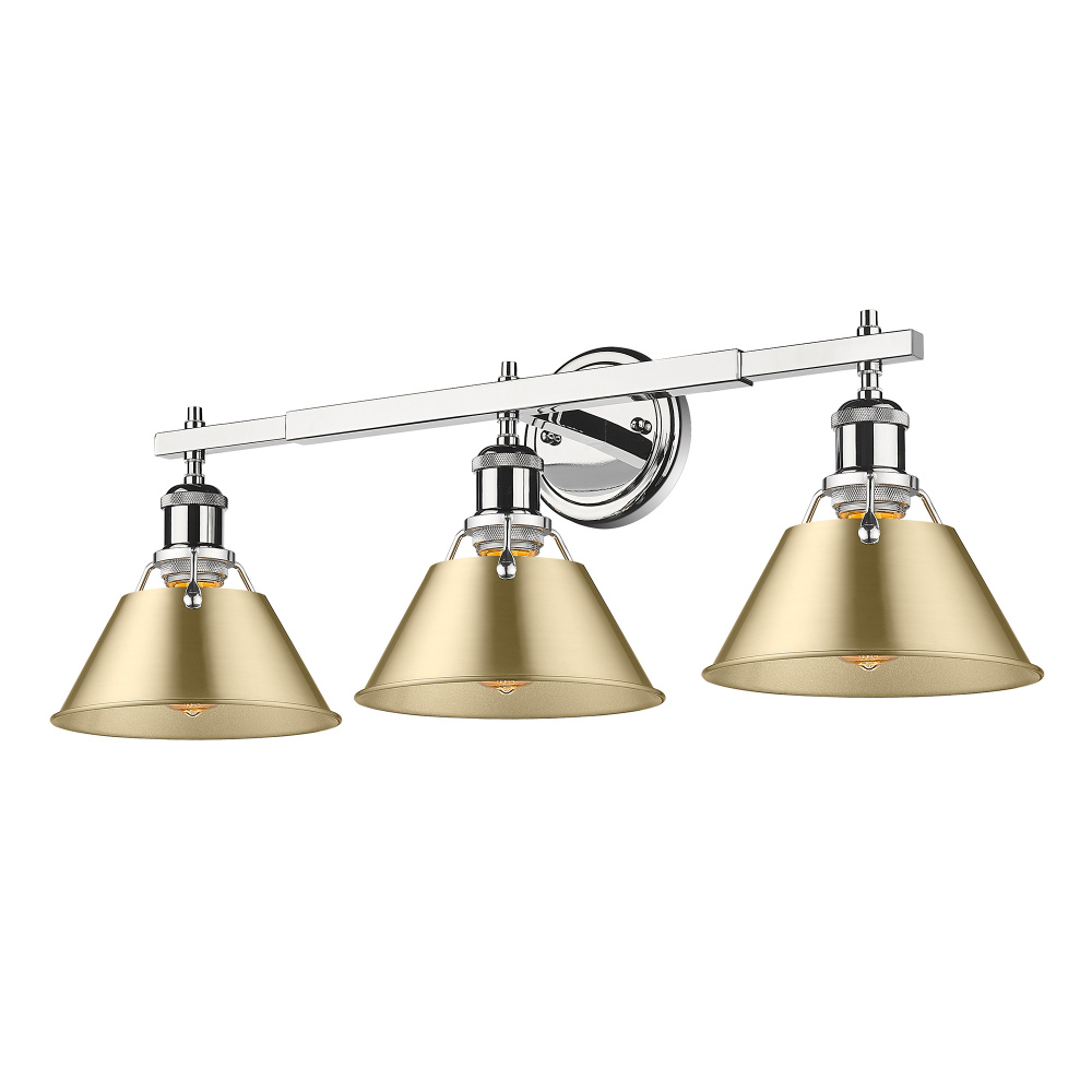 Yep by Golden Lighting Orwell 3-light Vanity in Chrome and Brushed Champagne Brass shade