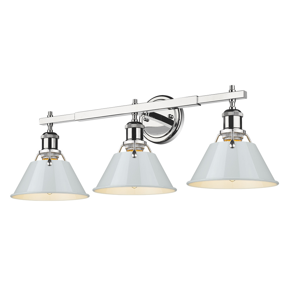 Yep by Golden Lighting Orwell 3-light Vanity in Chrome and Dusky Blue shade