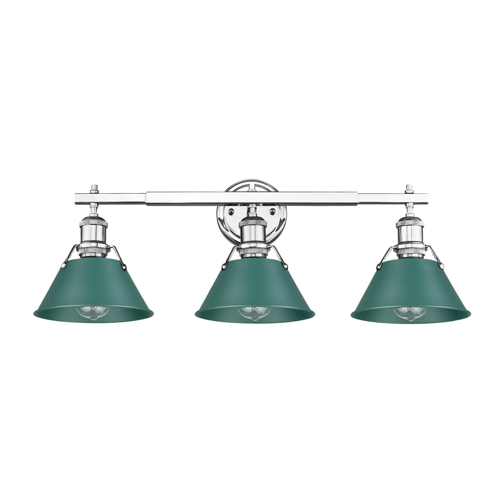 Yep by Golden Lighting Orwell 3-light Vanity in Chrome and Pine Green shade