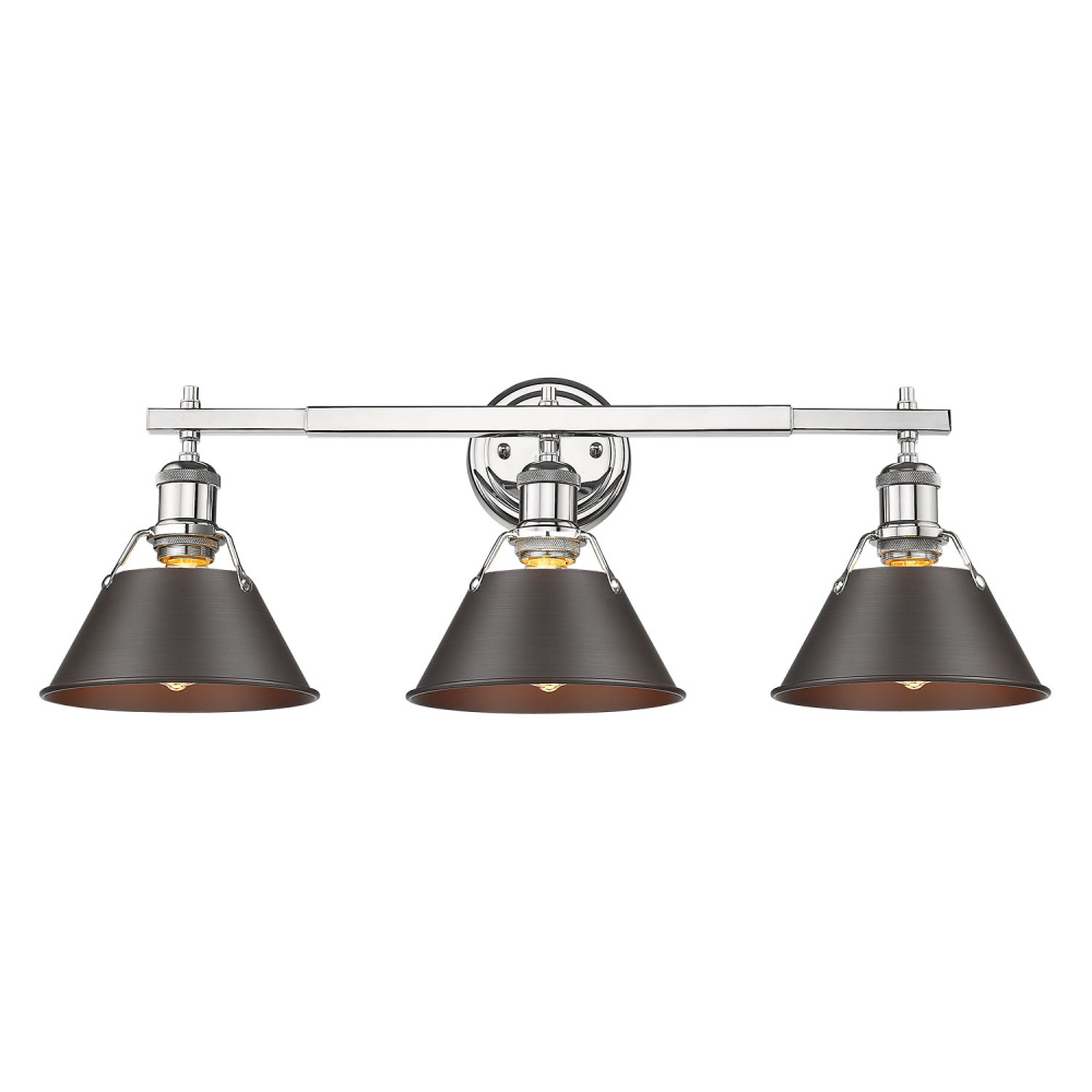 Yep by Golden Lighting Orwell 3-light Vanity in Chrome and Rubbed Bronze shade