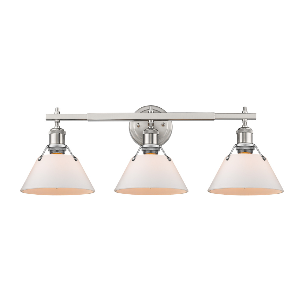 Yep by Golden Lighting Orwell 3-light Vanity in Pewter and Opal Glass