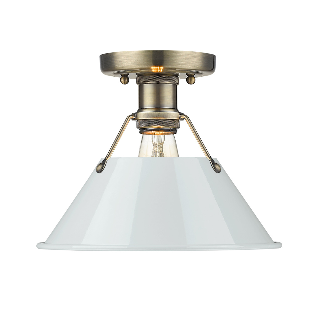 Yep by Golden Lighting Orwell 1-light Flush Mount in Aged Brass and Dusky Blue shade
