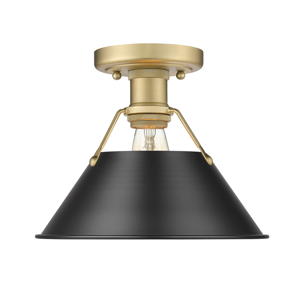 Yep by Golden Lighting Orwell 1-light Flush Mount in Brushed Champagne Brass and Matte Black shade