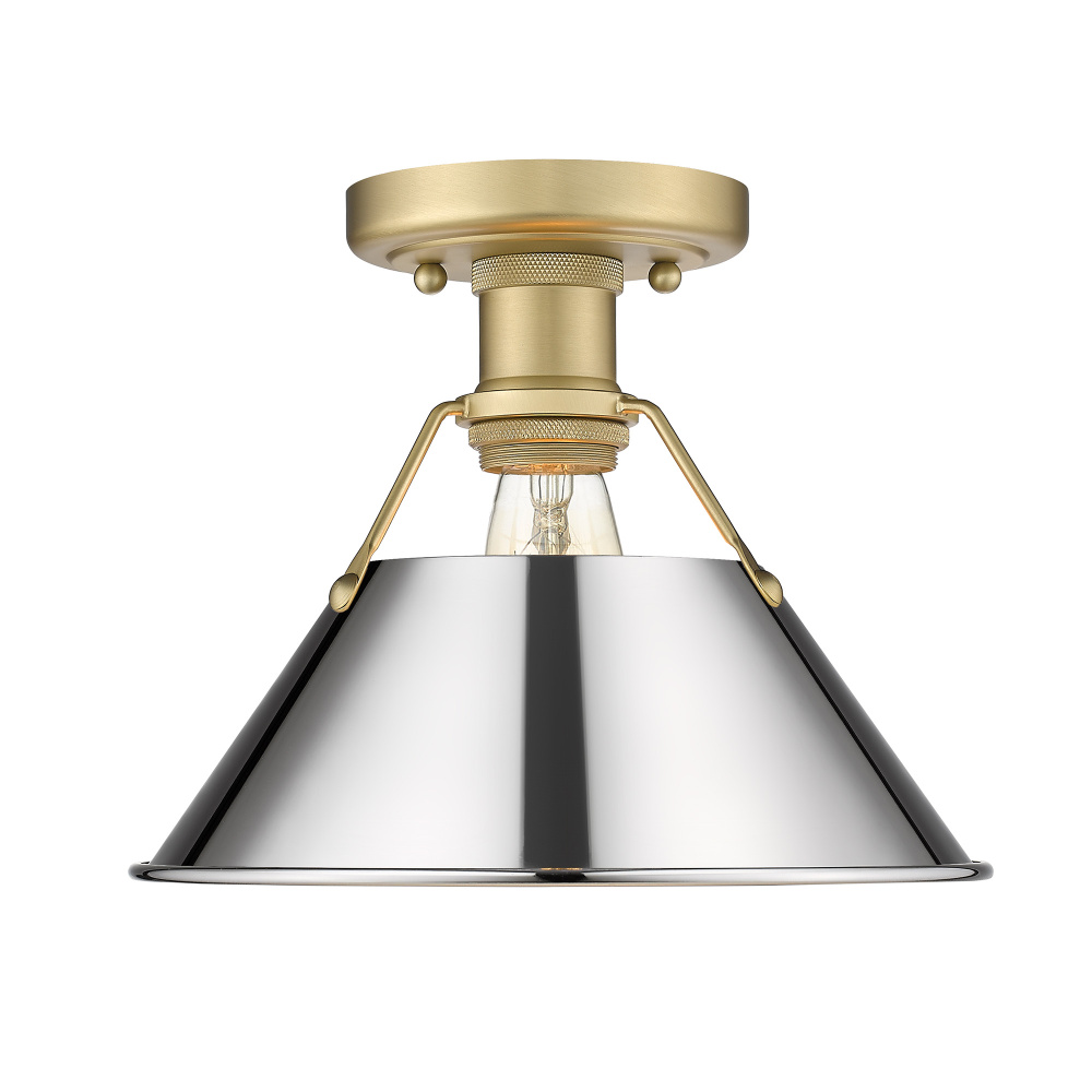 Yep by Golden Lighting Orwell 1-light Flush Mount in Brushed Champagne Brass and Chrome shade