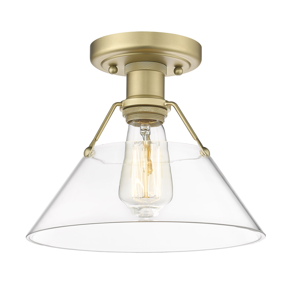 Yep by Golden Lighting Orwell 1-light Flush Mount in Brushed Champagne Brass and Clear Glass