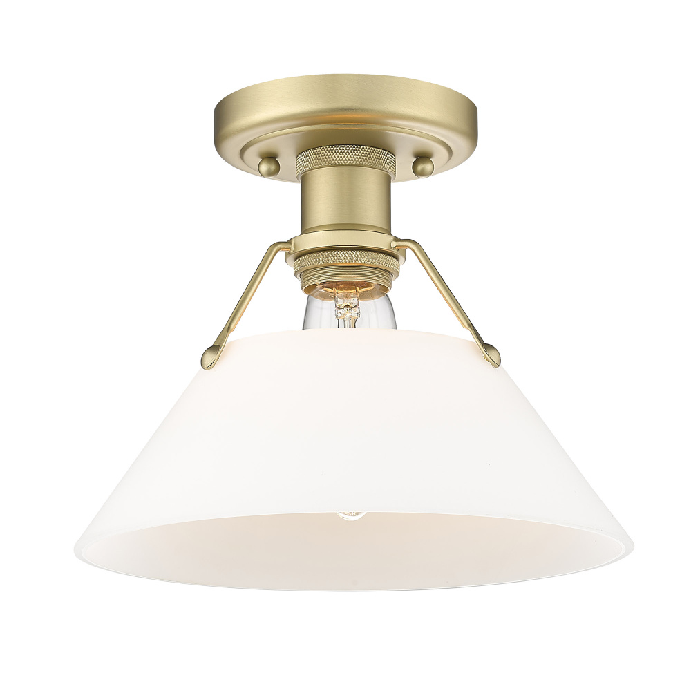 Yep by Golden Lighting Orwell 1-light Flush Mount in Brushed Champagne Brass and Opal Glass
