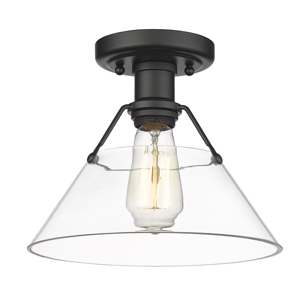 Yep by Golden Lighting Orwell 1-light Flush Mount in Matte Black and Clear Glass