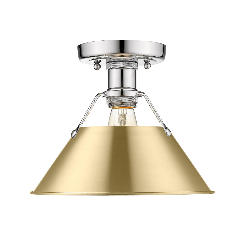 Yep by Golden Lighting Orwell 1-light Flush Mount in Chrome and Brushed Champagne Brass shade