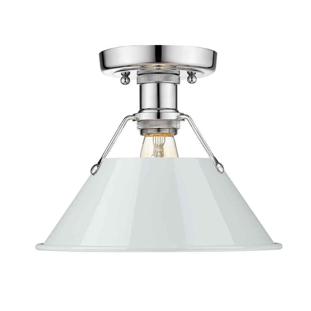 Yep by Golden Lighting Orwell 1-light Flush Mount in Chrome and Dusky Blue shade