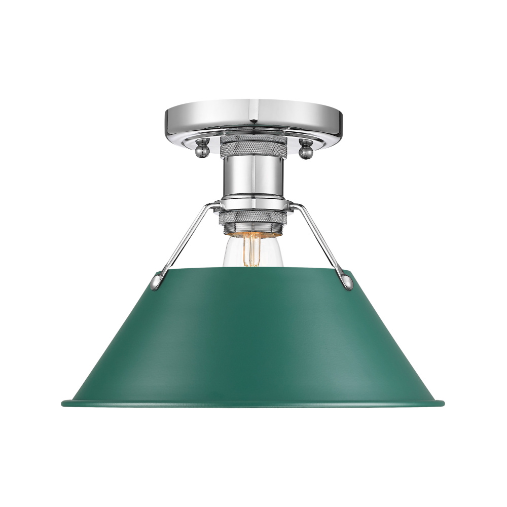 Yep by Golden Lighting Orwell 1-light Flush Mount in Chrome and Pine Green shade